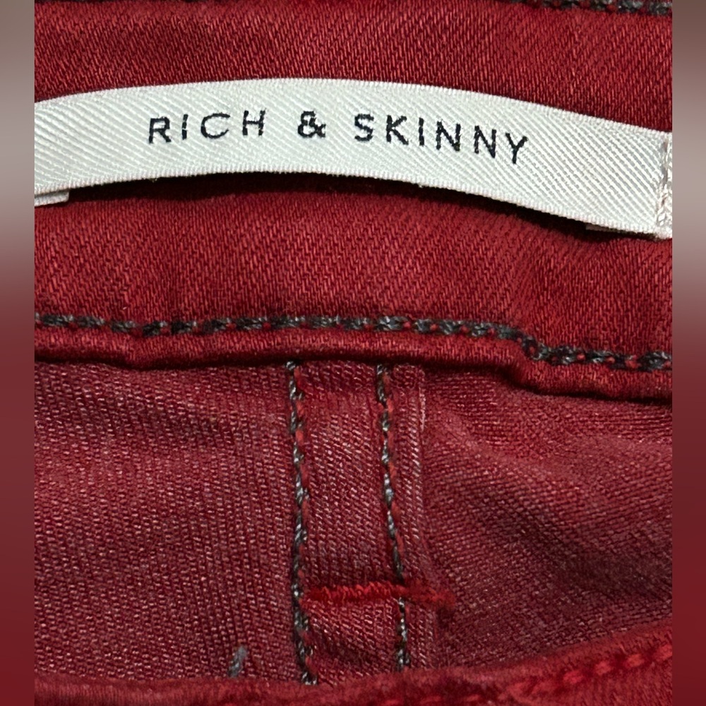 Rich & Skinny Red Skinny Cropped Jeans Size 28 EUC - Picture 5 of 5